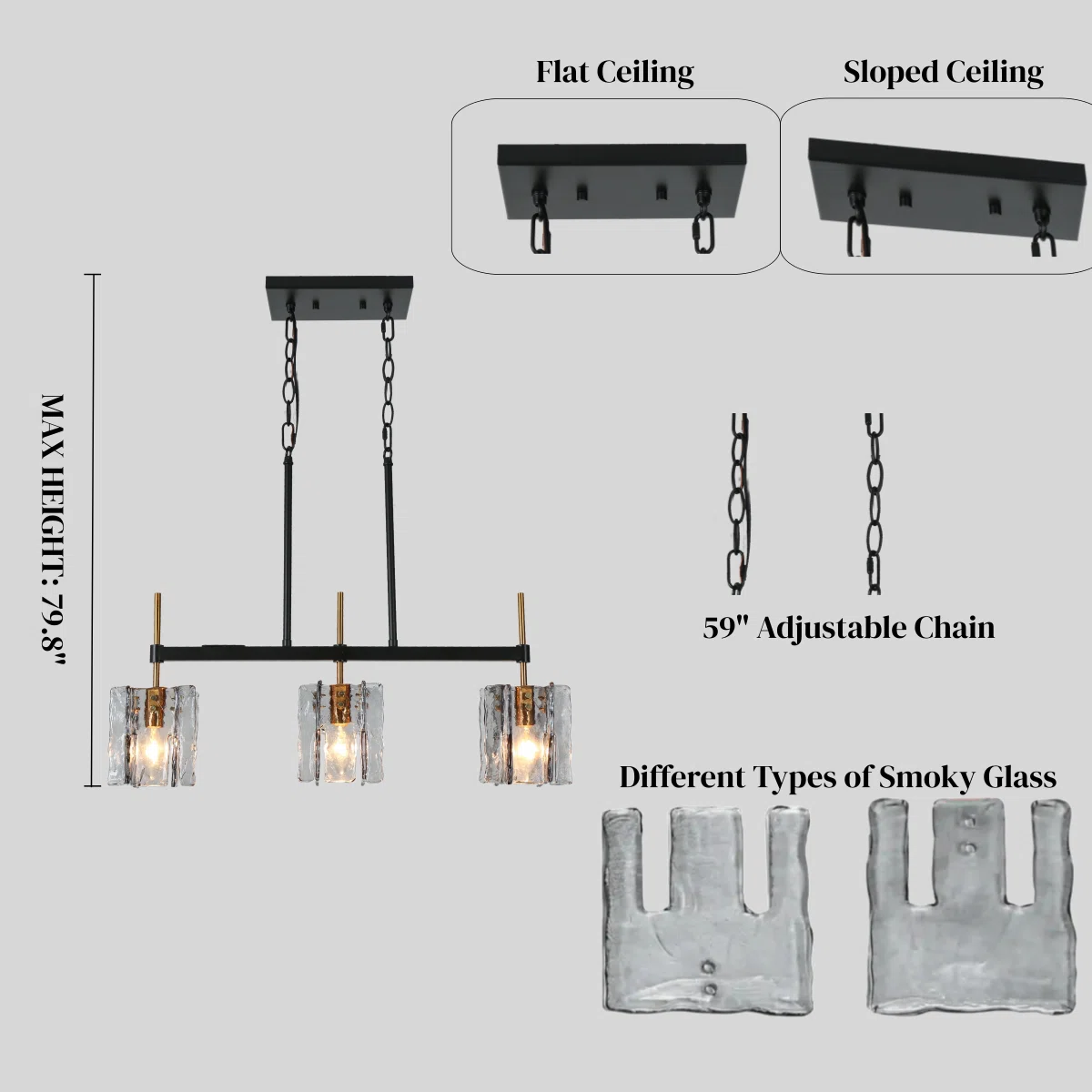3-Light Dimmable Kitchen Island Pendant