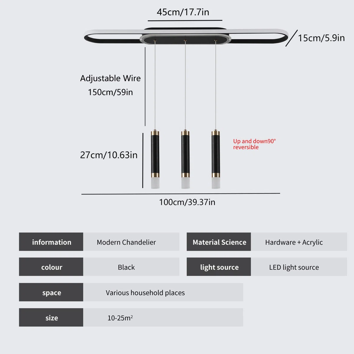 3 - Light Black LED Pendant