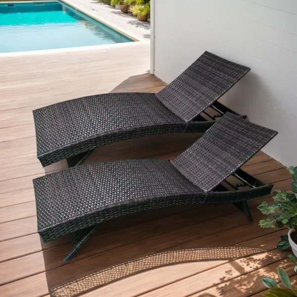 Patio Chaise Lounge Set Of 2 Foldable Chairs