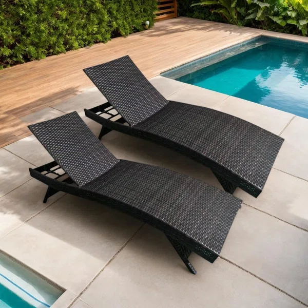 Patio Chaise Lounge Set Of 2 Foldable Chairs