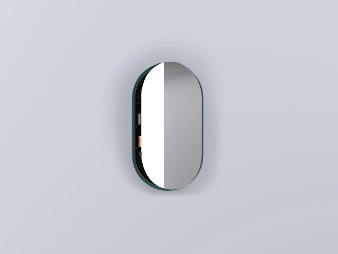 Oval Mirror Cabinet Wall Mounted Bathroom Cabinet Wooden Mirror Cabinet