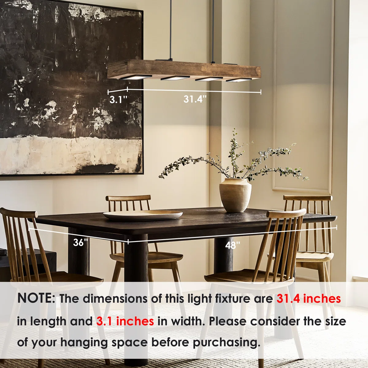  Light Kitchen Island Modern Linear LED Pendant with Wood Accents