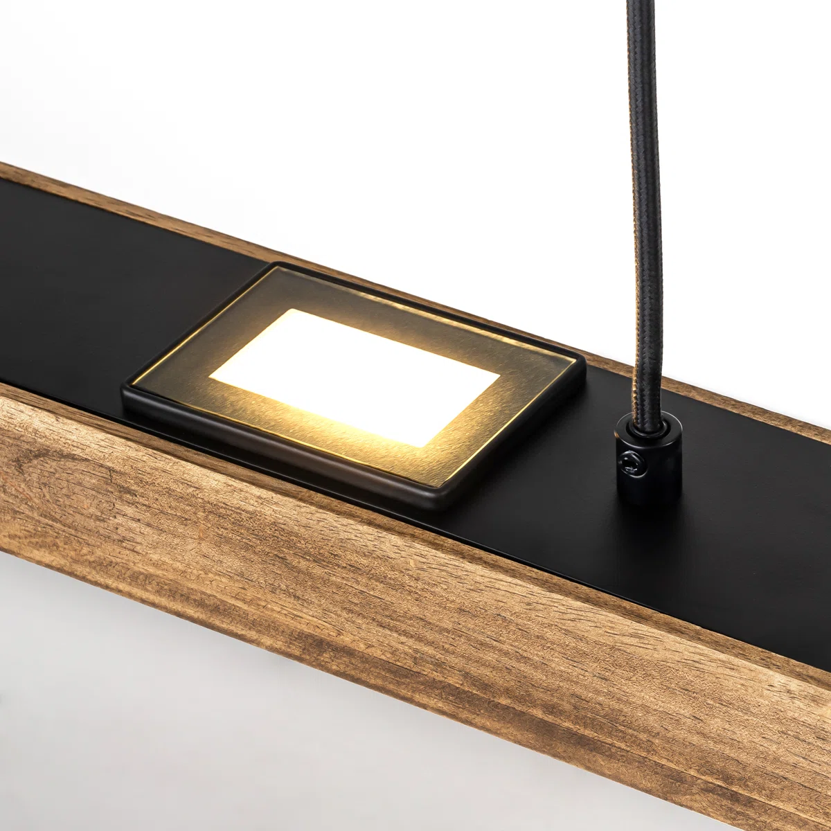  Light Kitchen Island Modern Linear LED Pendant with Wood Accents