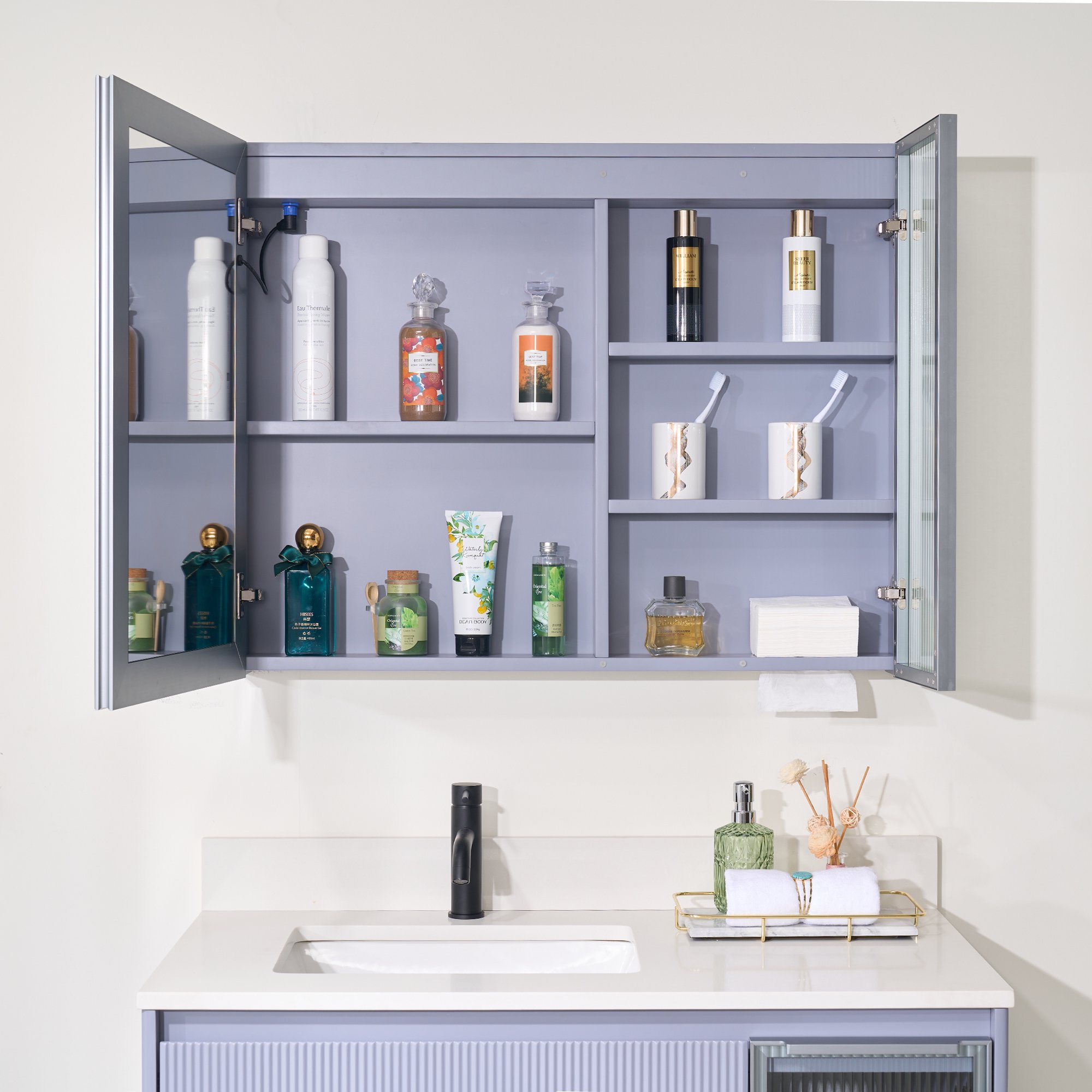 36 X 28 Inch LED Lighted Bathroom Medicine Cabinet with Mirror, Bathroom Vanity Mirror Cabinet