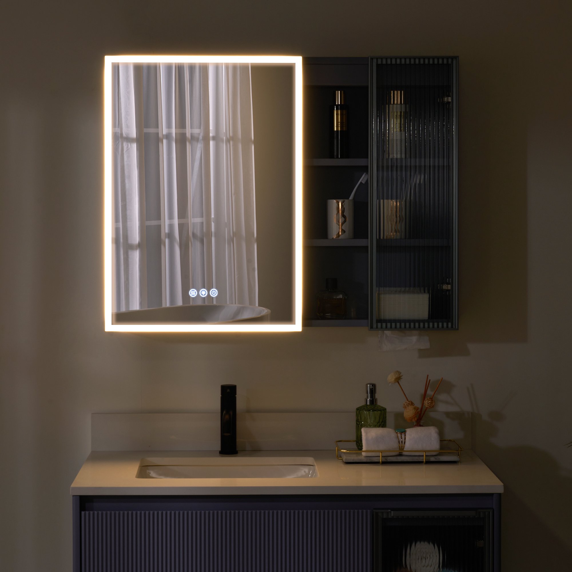 36 X 28 Inch LED Lighted Bathroom Medicine Cabinet with Mirror, Bathroom Vanity Mirror Cabinet