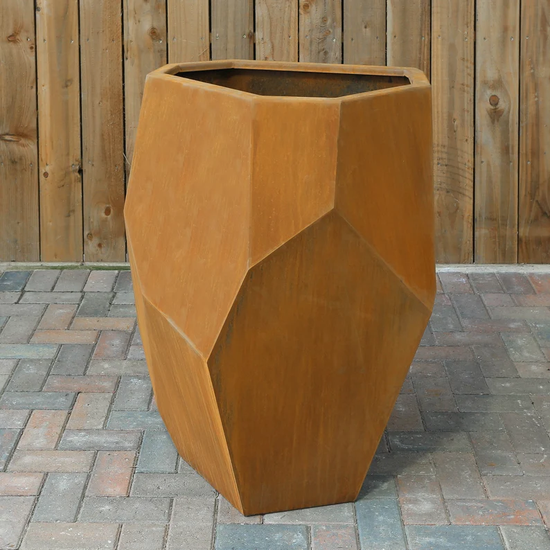 Caldecott Boulder Rock Corten Steel Planter