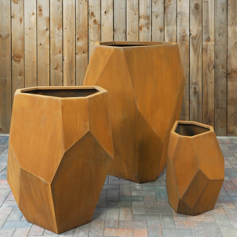 Caldecott Boulder Rock Corten Steel Planter