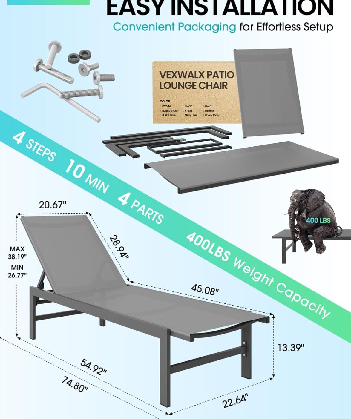Outdoor Lounge Chair for Pool,