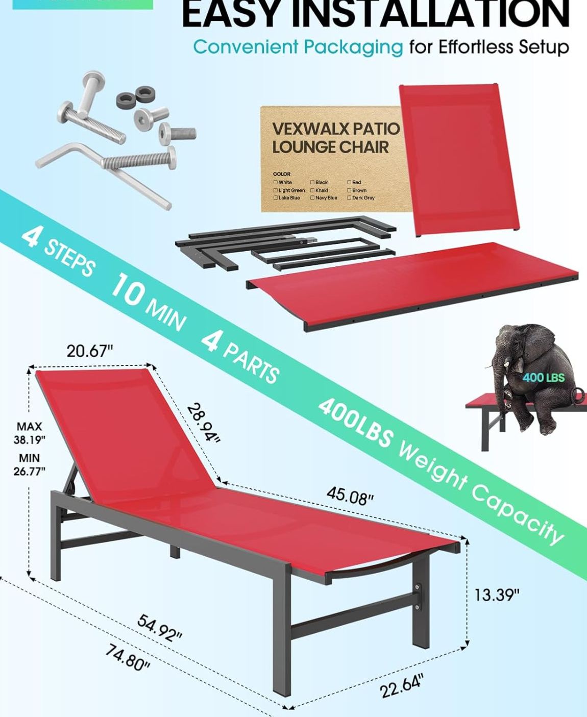 Outdoor Lounge Chair for Pool,