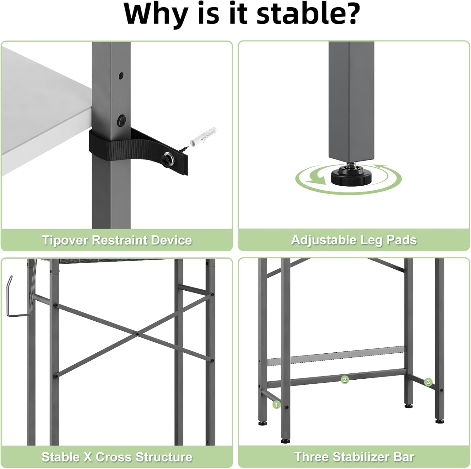 Over-The-Toilet Storage Rack, 4-Tier Bathroom Organizer Shelf Over Toilet with Adjustable Shelf and Basket