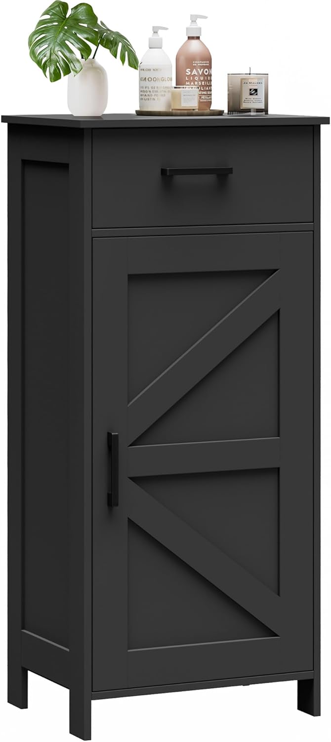 35.4" H Bathroom Cabinet with Drawer, Bathroom Organizers and Storage, Adjustable Shelves