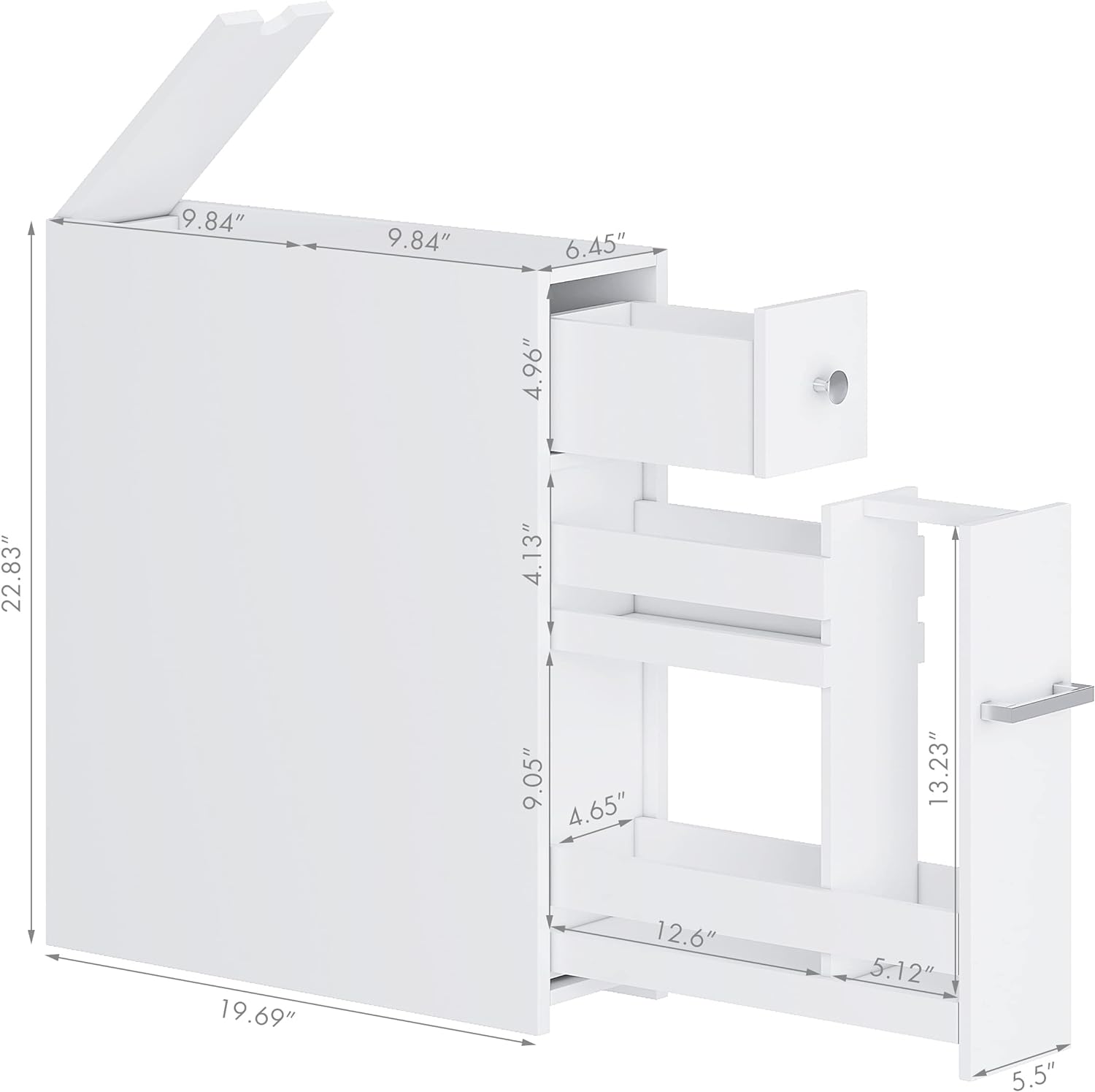 Slim Bathroom Storage Cabinet, Free Standing Toilet Paper Holder