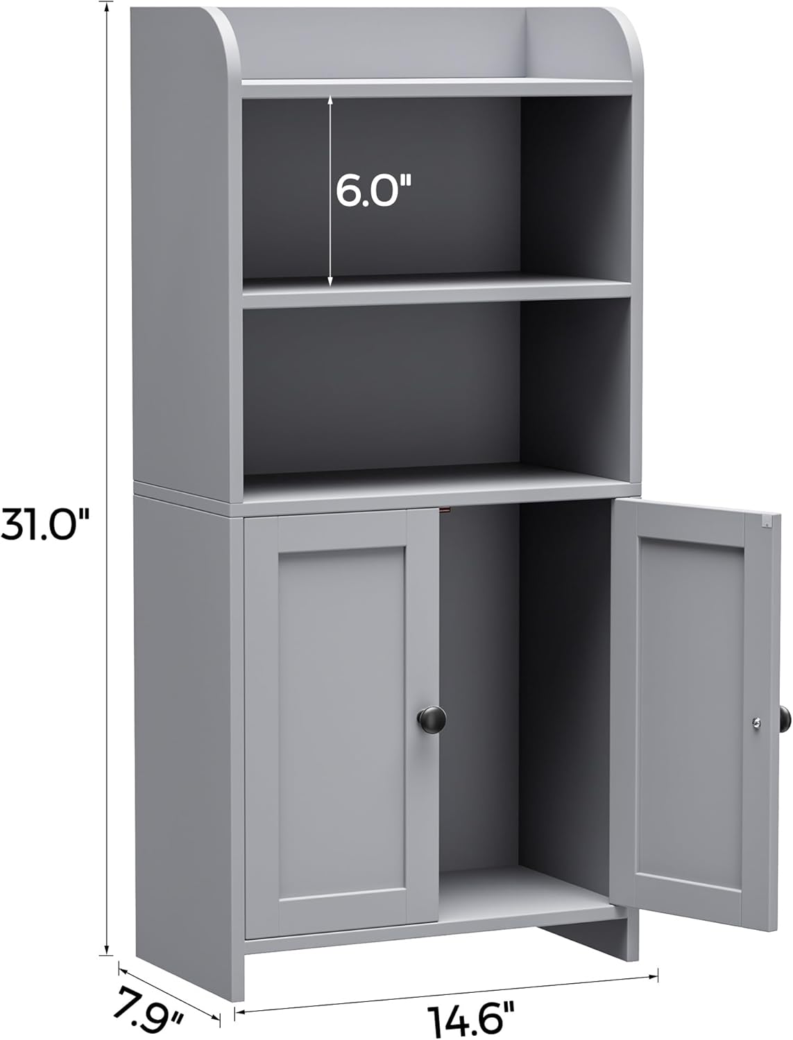 Freestanding Toilet Paper Storage with 2 Doors and Shelves, Bathroom Organizers and Storage for Small Spaces, 7.9" D x 14.6" W x 31" H