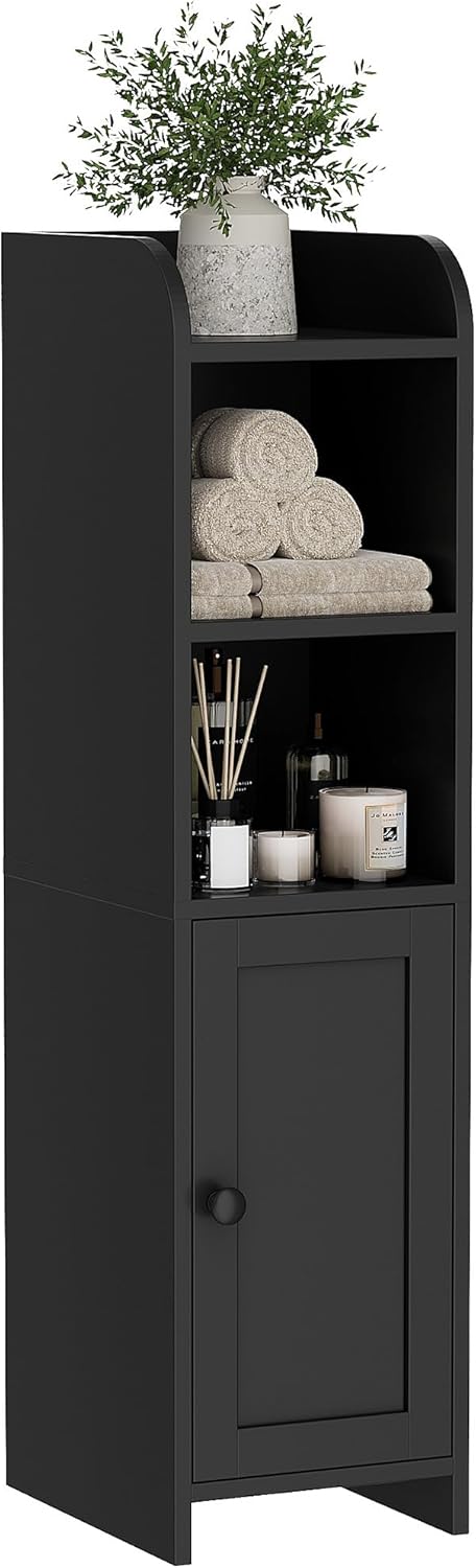 Floor Cabinet with Door and Shelves, Beside The Toilet Paper Stand, 9.8" D x 7.9" W x 31" H