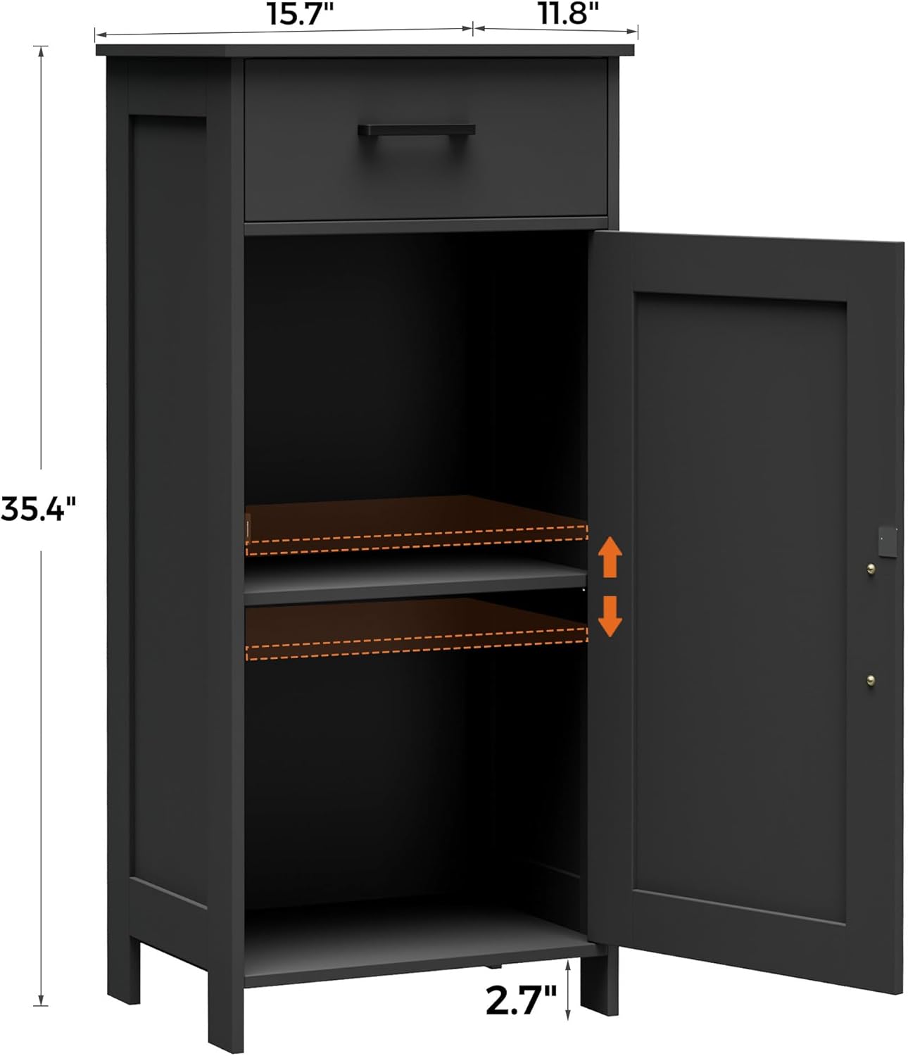 35.4" H Bathroom Cabinet with Drawer, Bathroom Organizers and Storage, Adjustable Shelves