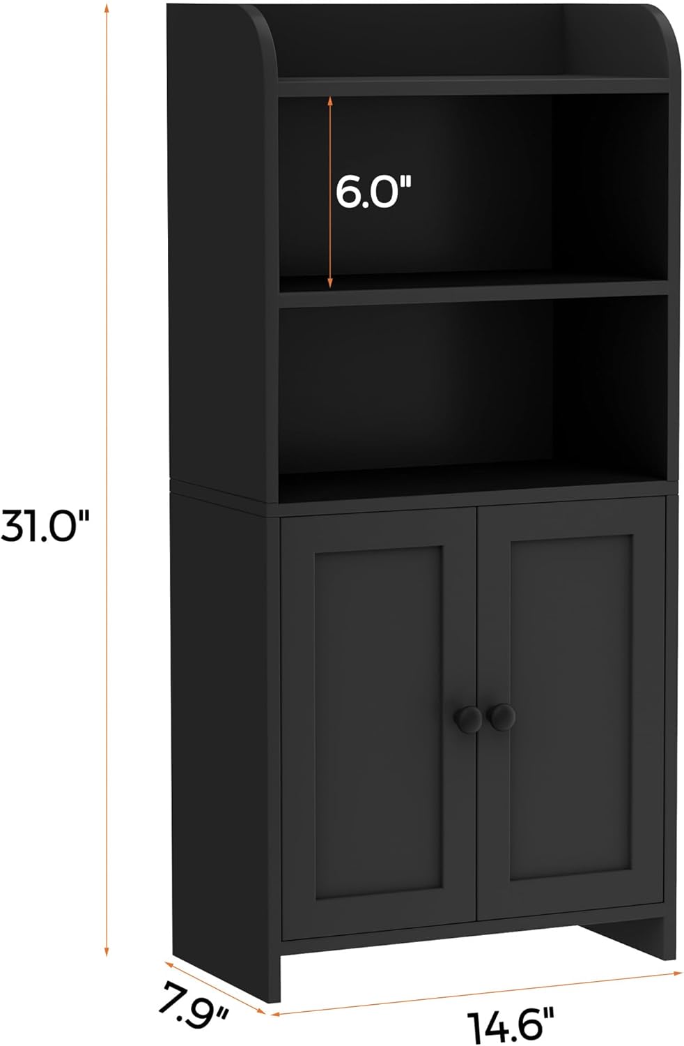 Small Bathroom Storage Cabinet, Freestanding Toilet Paper Storage with 2 Doors and Shelves, 7.9" D x 14.6" W x 31" H