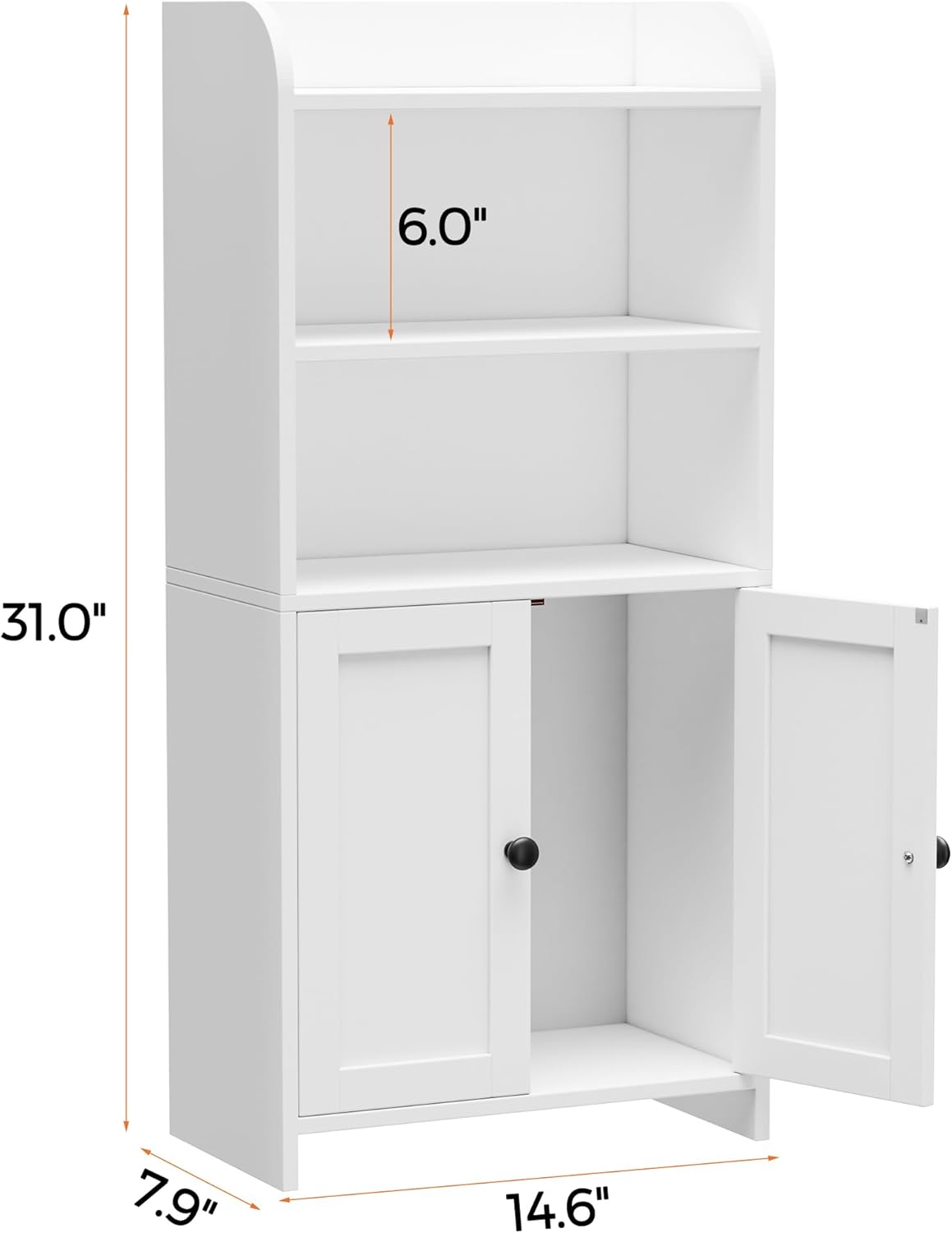 Small Bathroom Storage Cabinet, Freestanding Toilet Paper Storage with 2 Doors and Shelves, 7.9" D x 14.6" W x 31" H