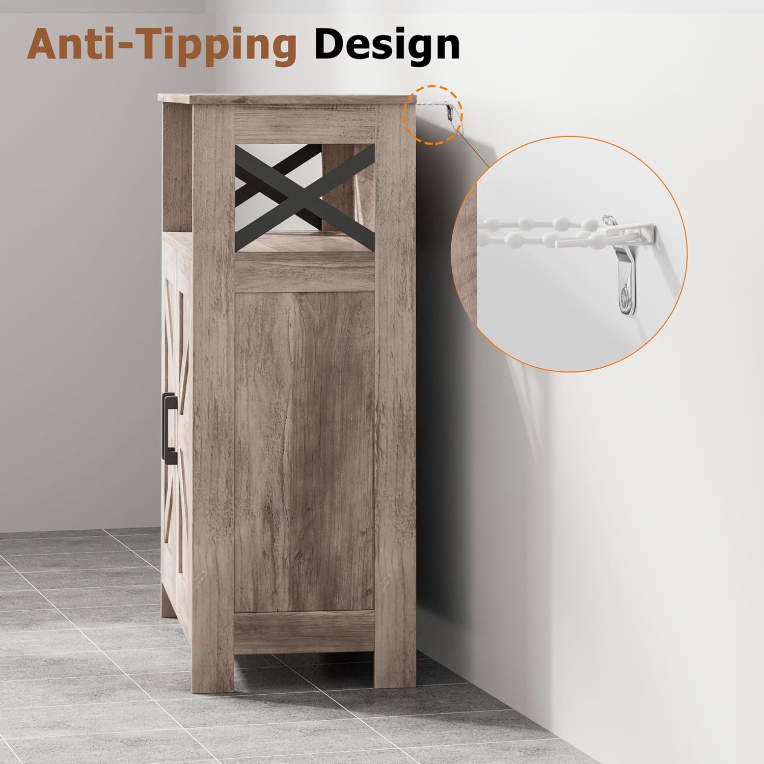 Toilet Paper Cabinet with Adjustable Shelves, Small Bathroom Cabinet, 11.8"D x 23.6"W x 31.5"H