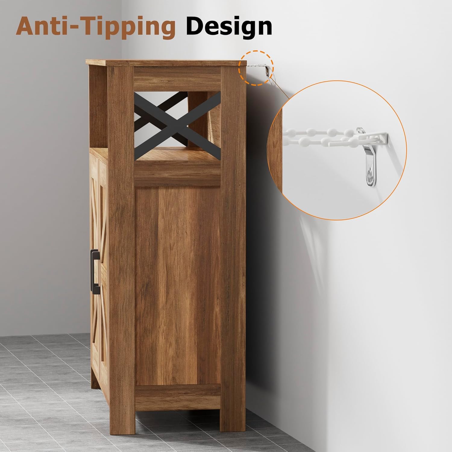 Toilet Paper Cabinet with Adjustable Shelves, Small Bathroom Cabinet for Kitchen/Laundry/Living Room, 11.8"D x 23.6"W x 31.5"H