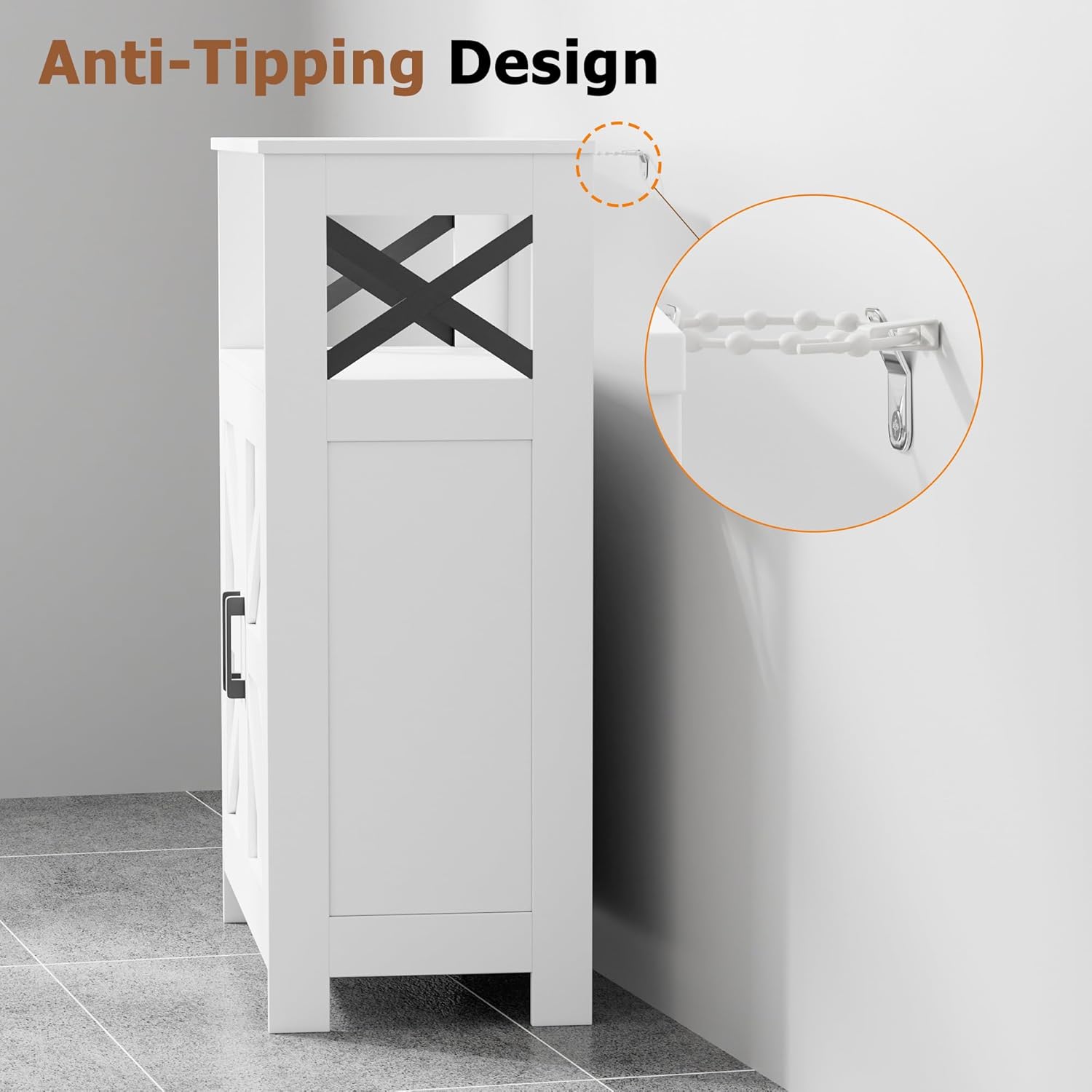 Farmhouse Bathroom Storage Cabinet with 2 Doors, Toilet Paper Cabinet with Adjustable Shelves, 11.8"D x 23.6"W x 31.5"H