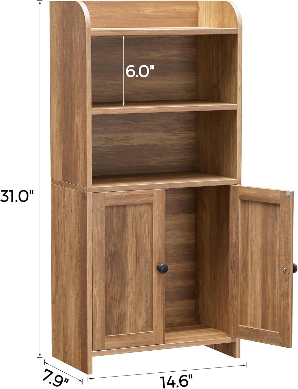 Freestanding Toilet Paper Storage with 2 Doors and Shelves, Bathroom Organizers and Storage for Small Spaces, 7.9" D x 14.6" W x 31" H