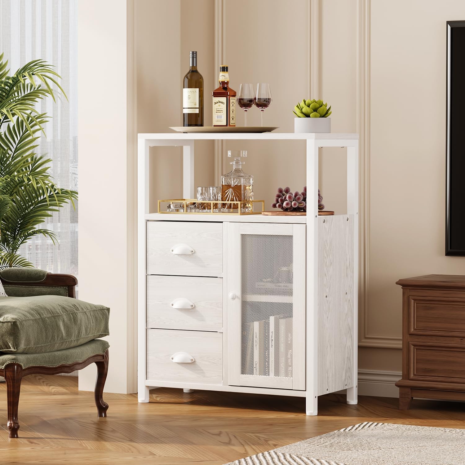 Bathroom Floor Storage Cabinet Organizer with 3 Removable Drawers and 1 Door