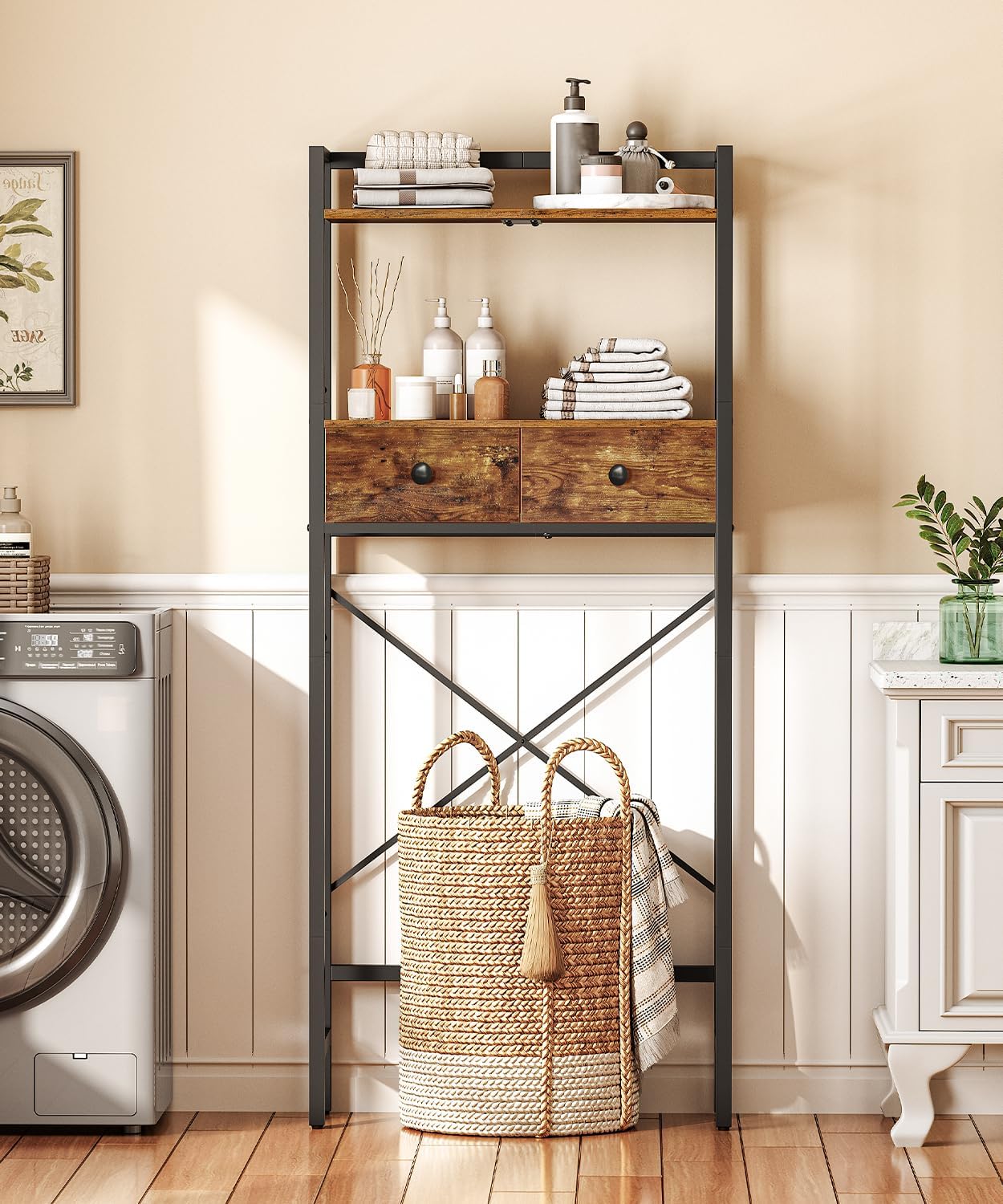 3-Tier Bathroom Organizer Shelf Over Toilet, Freestanding Space Saver Bathroom Toilet Shelves