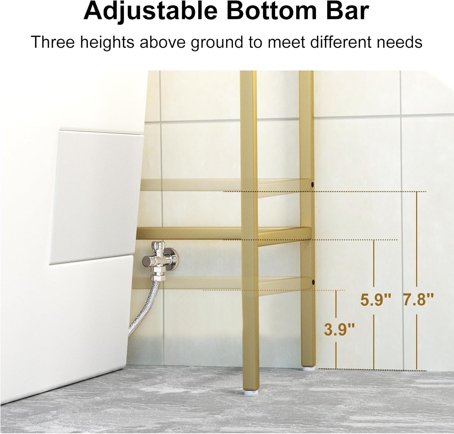 Metal 3-Tier Over-The-Toilet Bathroom Organizer Rack, Tempered Glass Shelves