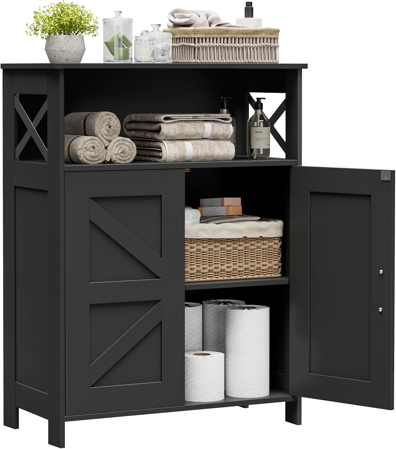 Farmhouse Bathroom Storage Cabinet with 2 Doors, Toilet Paper Cabinet with Adjustable Shelves, 11.8"D x 23.6"W x 31.5"H