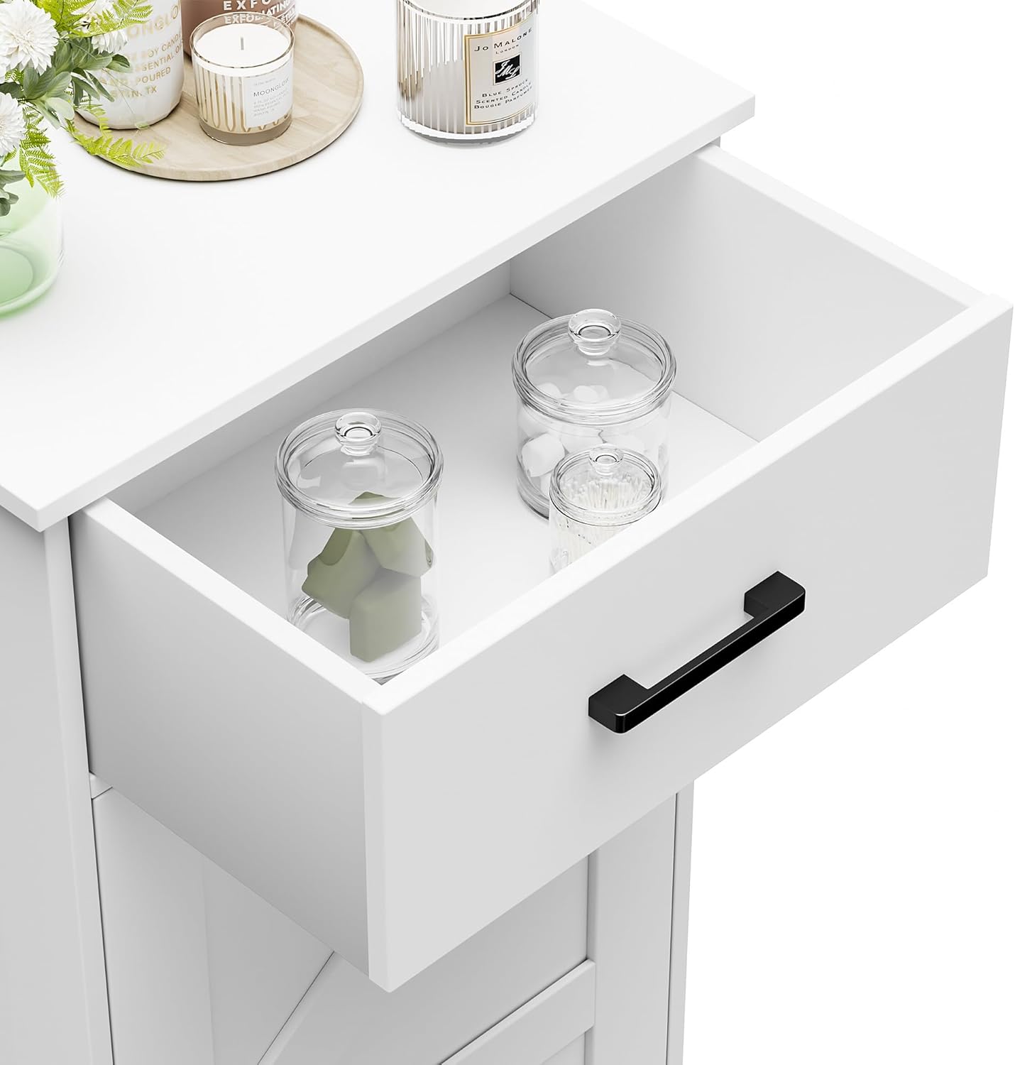 35.4" H Bathroom Cabinet with Drawer, Bathroom Organizers and Storage, Adjustable Shelves