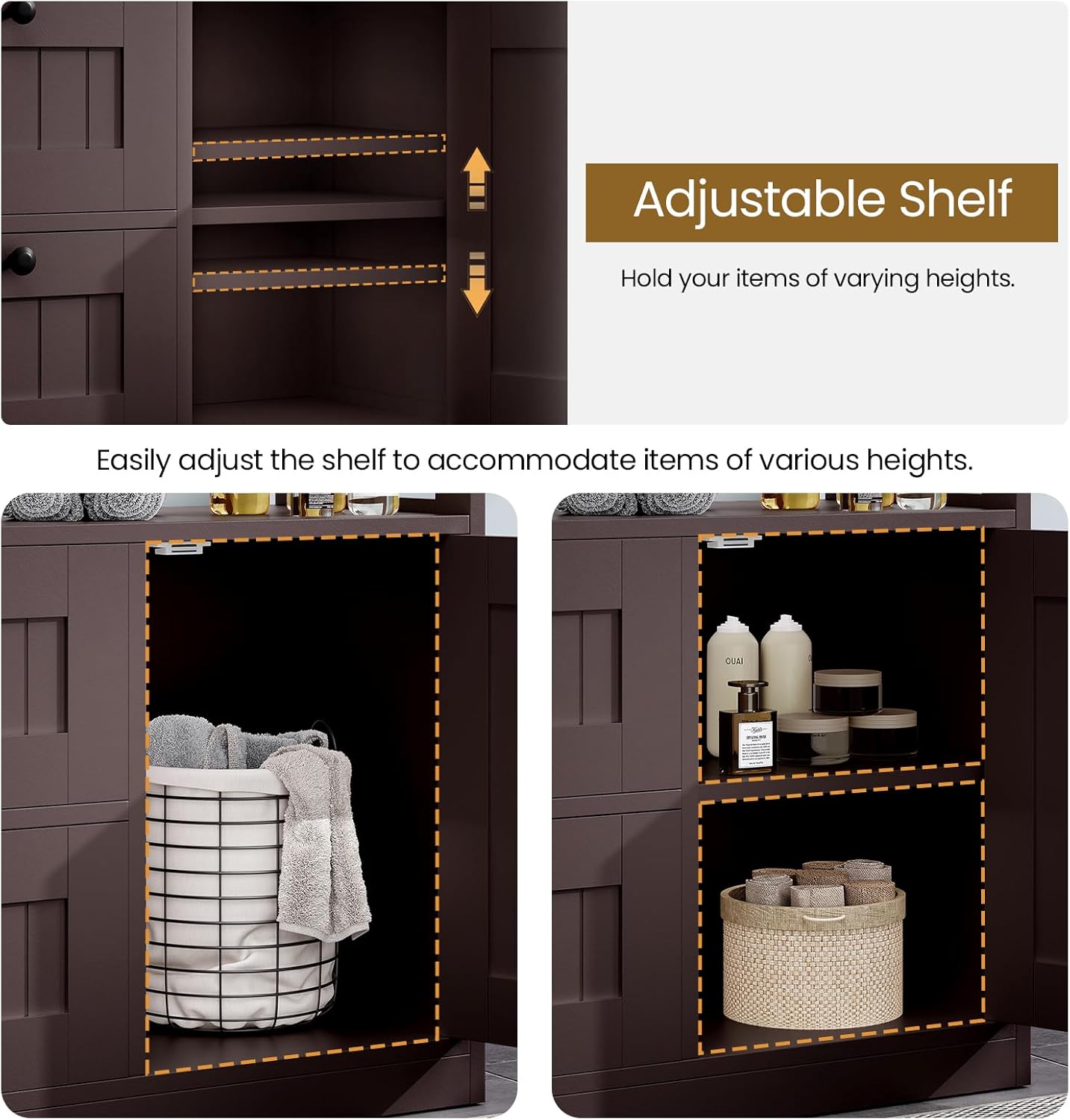 Bathroom Cabinet, Modern Bathroom Floor Storage Cabinet Organizer with 1 Door and 3 Drawers