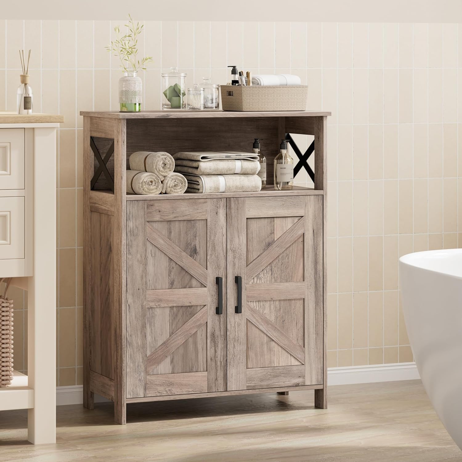 Toilet Paper Cabinet with Adjustable Shelves, Small Bathroom Cabinet, 11.8"D x 23.6"W x 31.5"H
