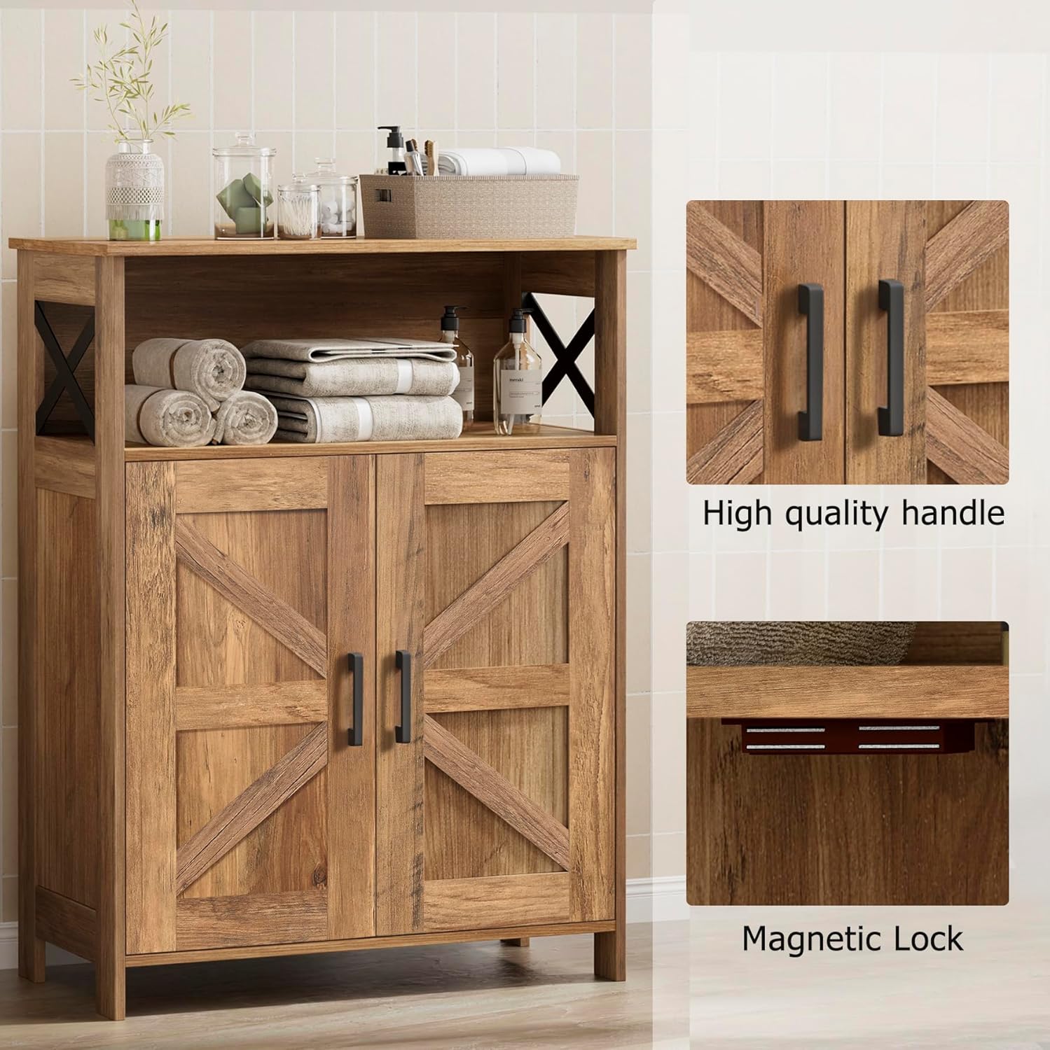 Toilet Paper Cabinet with Adjustable Shelves, Small Bathroom Cabinet for Kitchen/Laundry/Living Room, 11.8"D x 23.6"W x 31.5"H