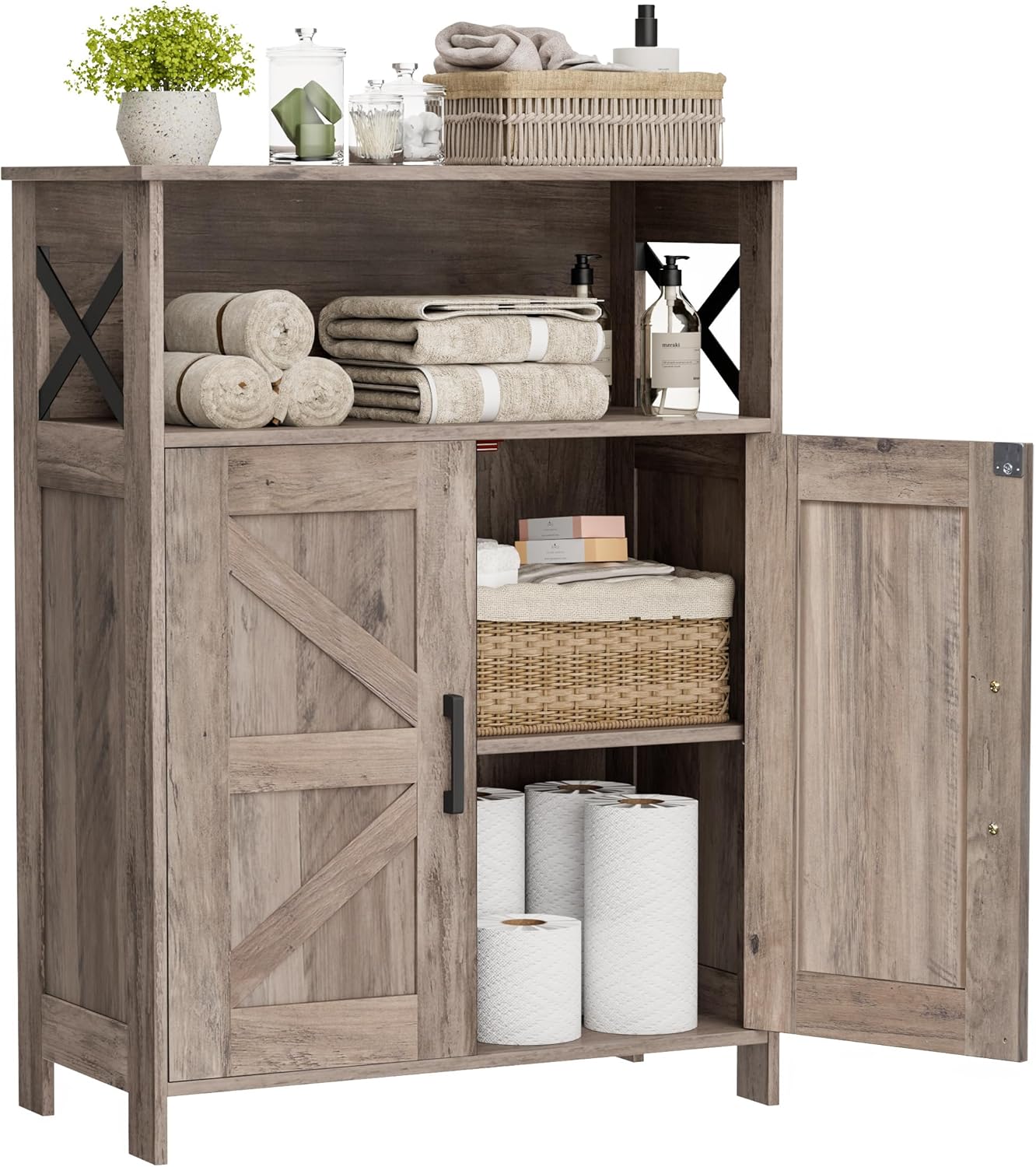 Toilet Paper Cabinet with Adjustable Shelves, Small Bathroom Cabinet, 11.8"D x 23.6"W x 31.5"H