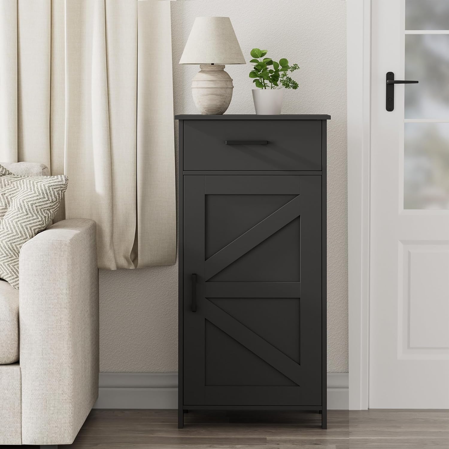 35.4" H Bathroom Cabinet with Drawer, Bathroom Organizers and Storage, Adjustable Shelves