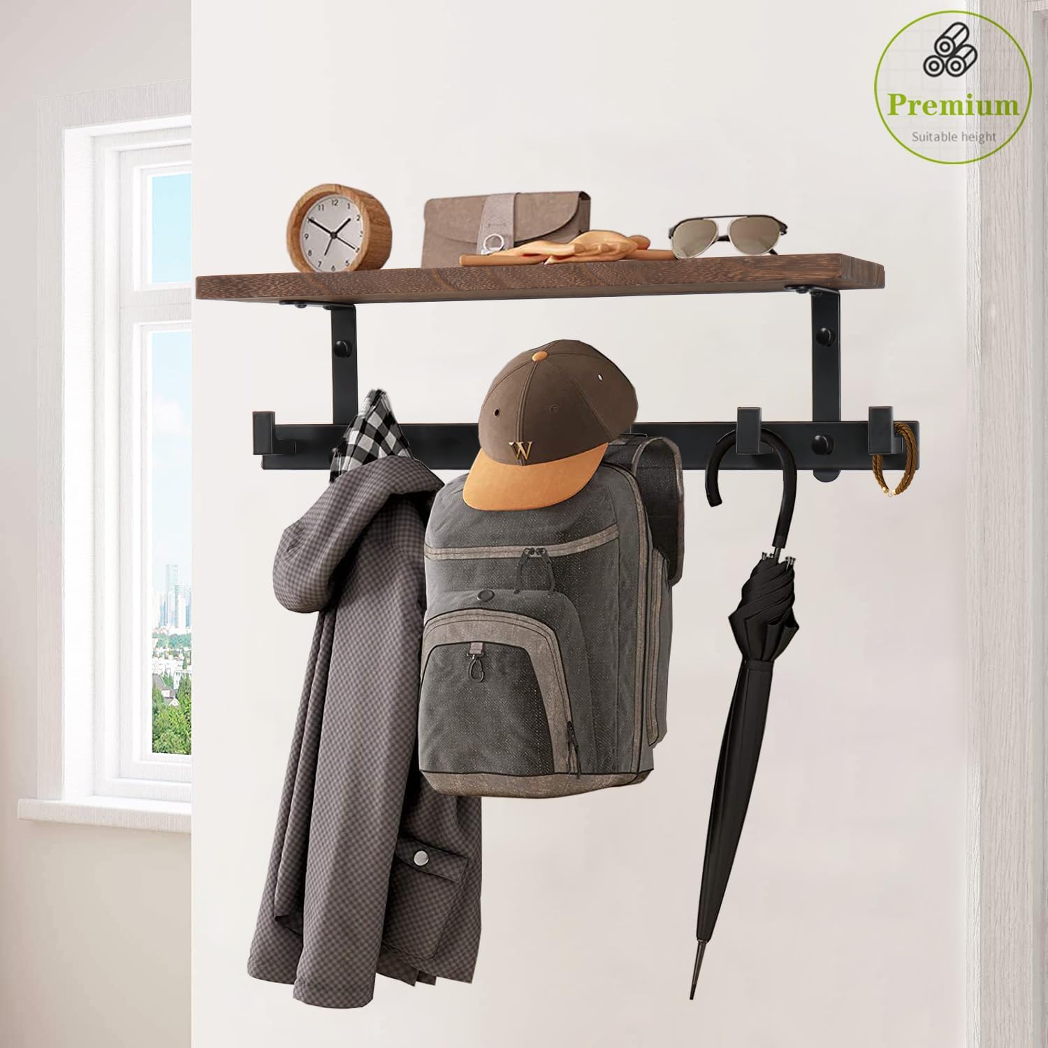 Coat Rack Wall Mounted with Shelf