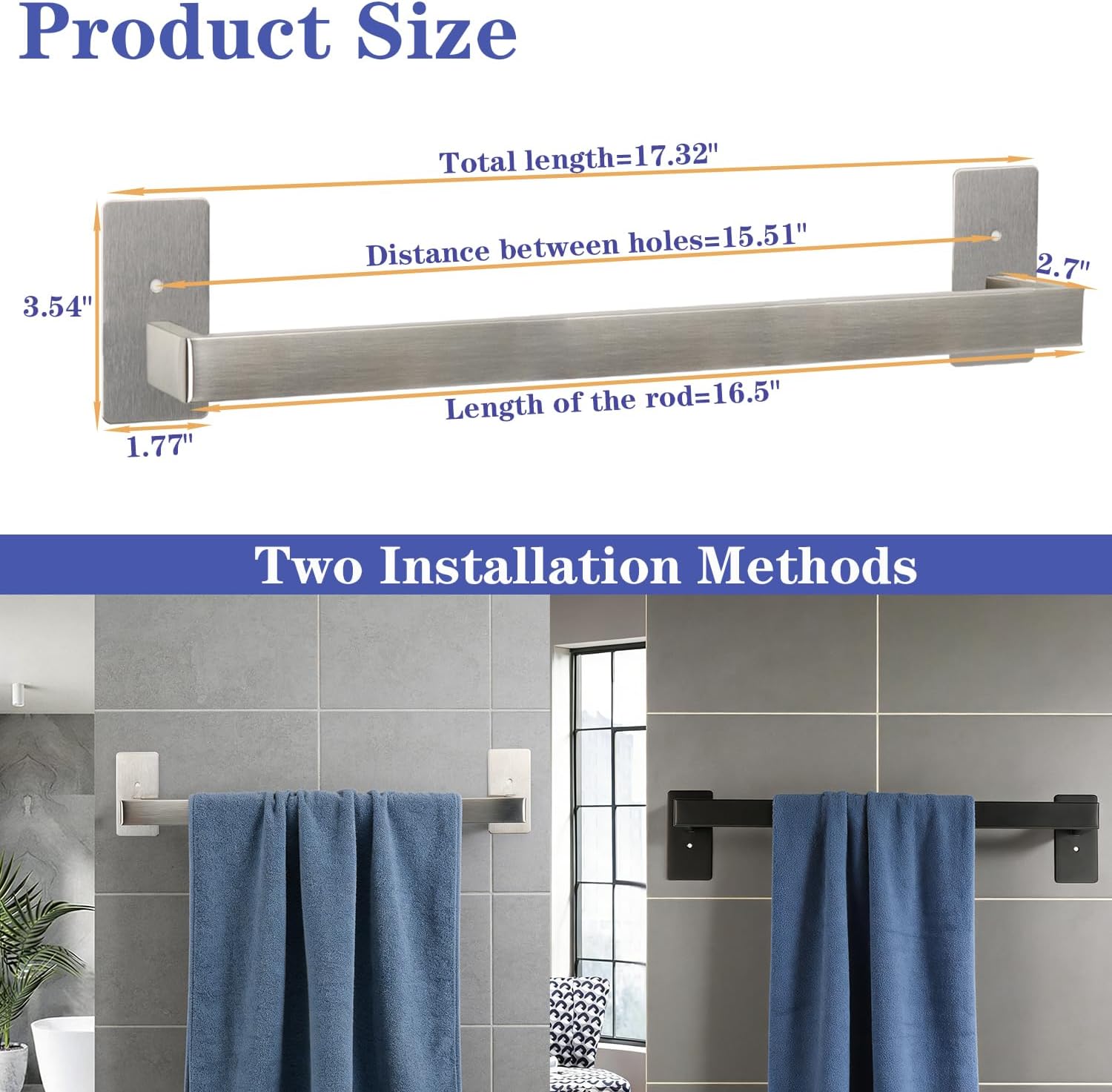 Bathroom Towel Bar Self Adhesive