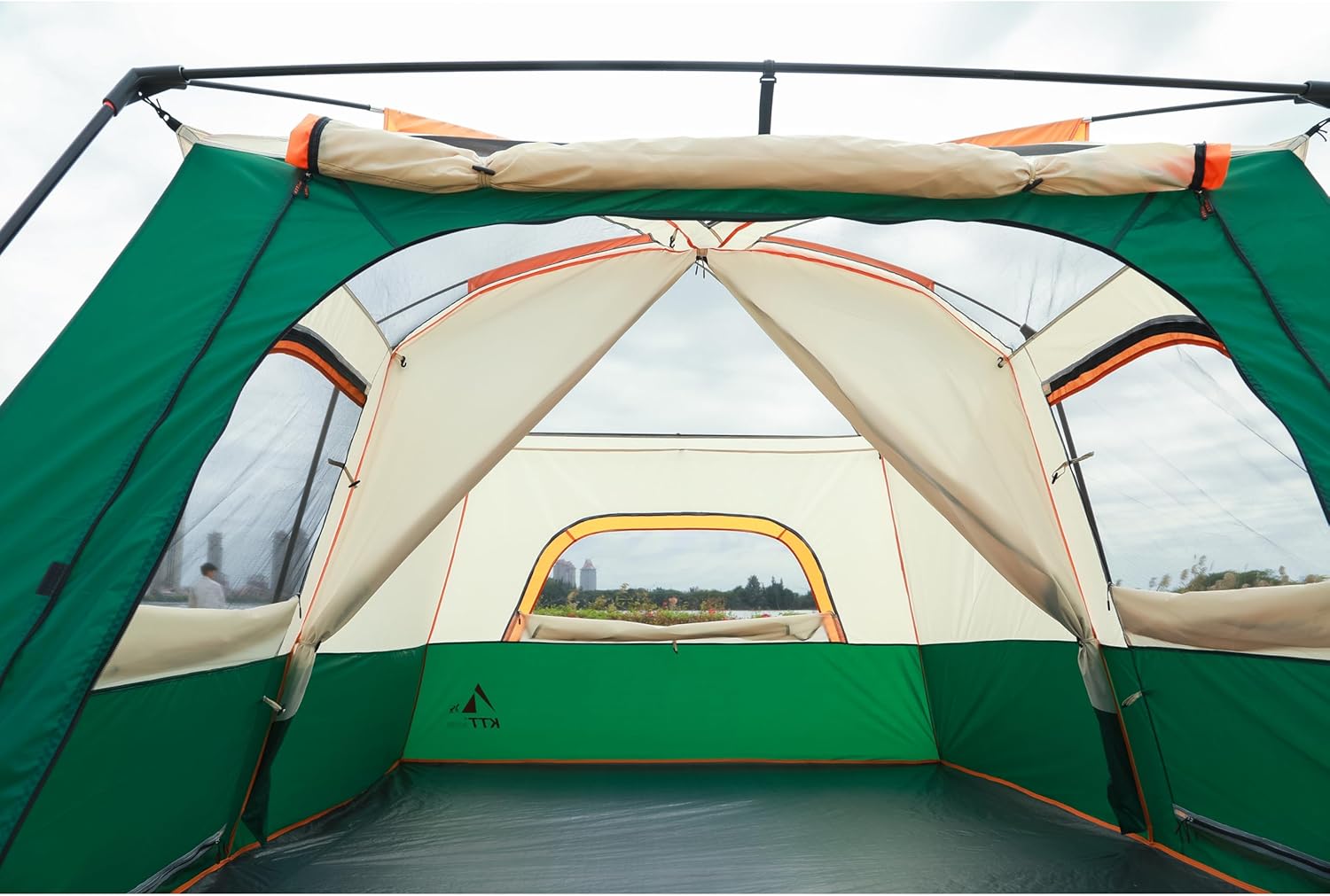 Tent 6 Person(A), Family Cabin Tents, 2 Rooms, 3 Doors and 3 Windows with Mesh