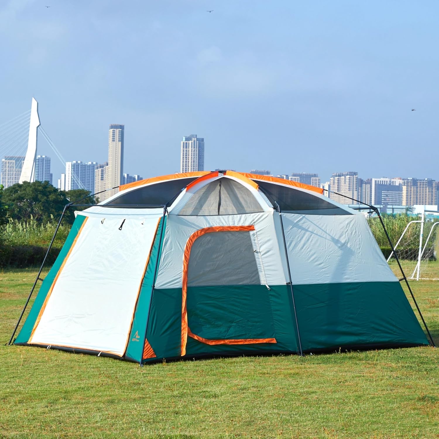 Tent 6 Person(A), Family Cabin Tents, 2 Rooms, 3 Doors and 3 Windows with Mesh