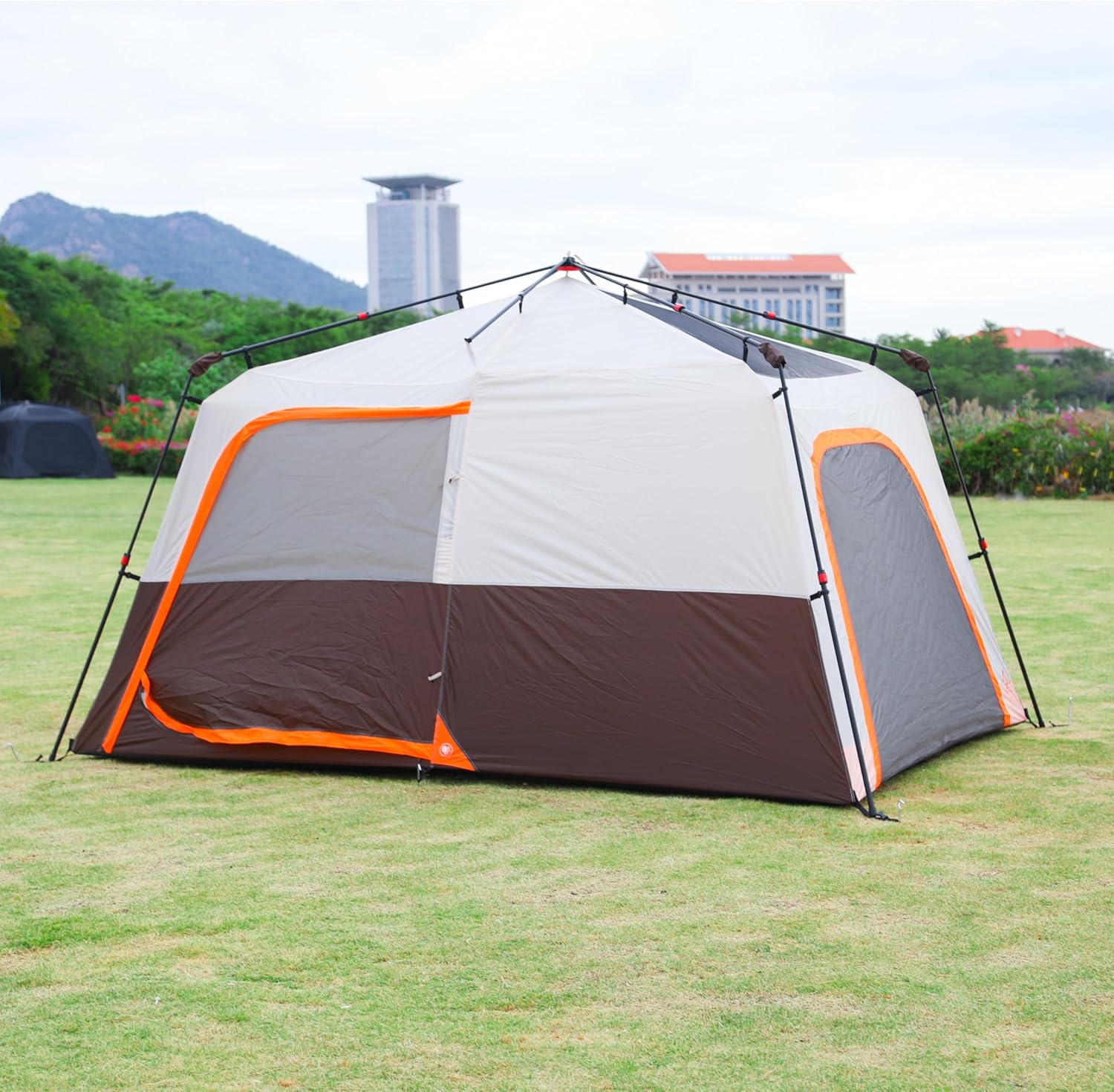 Instant Tent 6 Person(B), Family Cabin Tents, 2 Rooms, 3 Doors and 3 Windows with Mesh