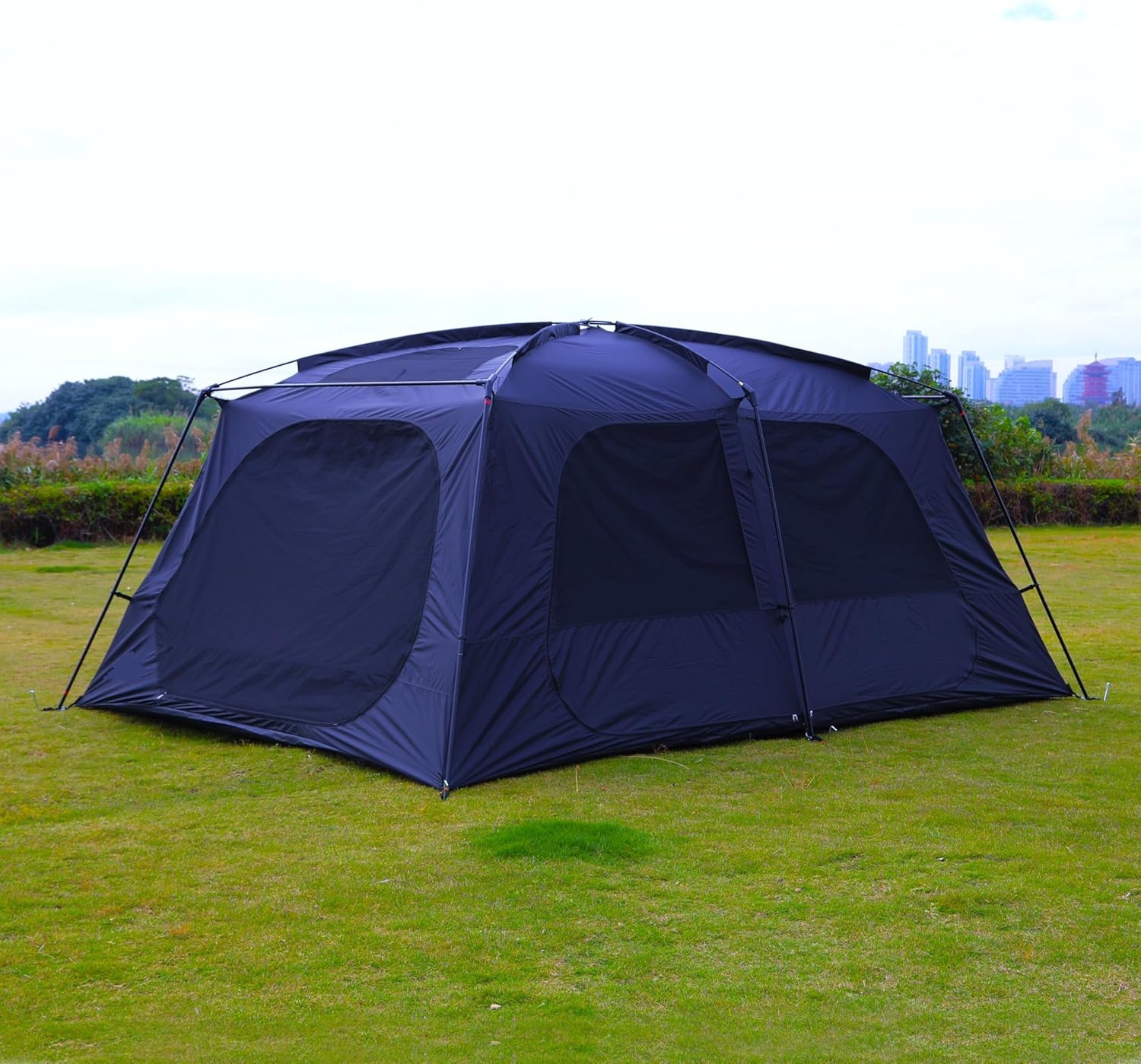Extra Large Tent 12 Person, Awning Family Cabin Tents, 2 Rooms, 4 Doors and 4 Windows with Mesh