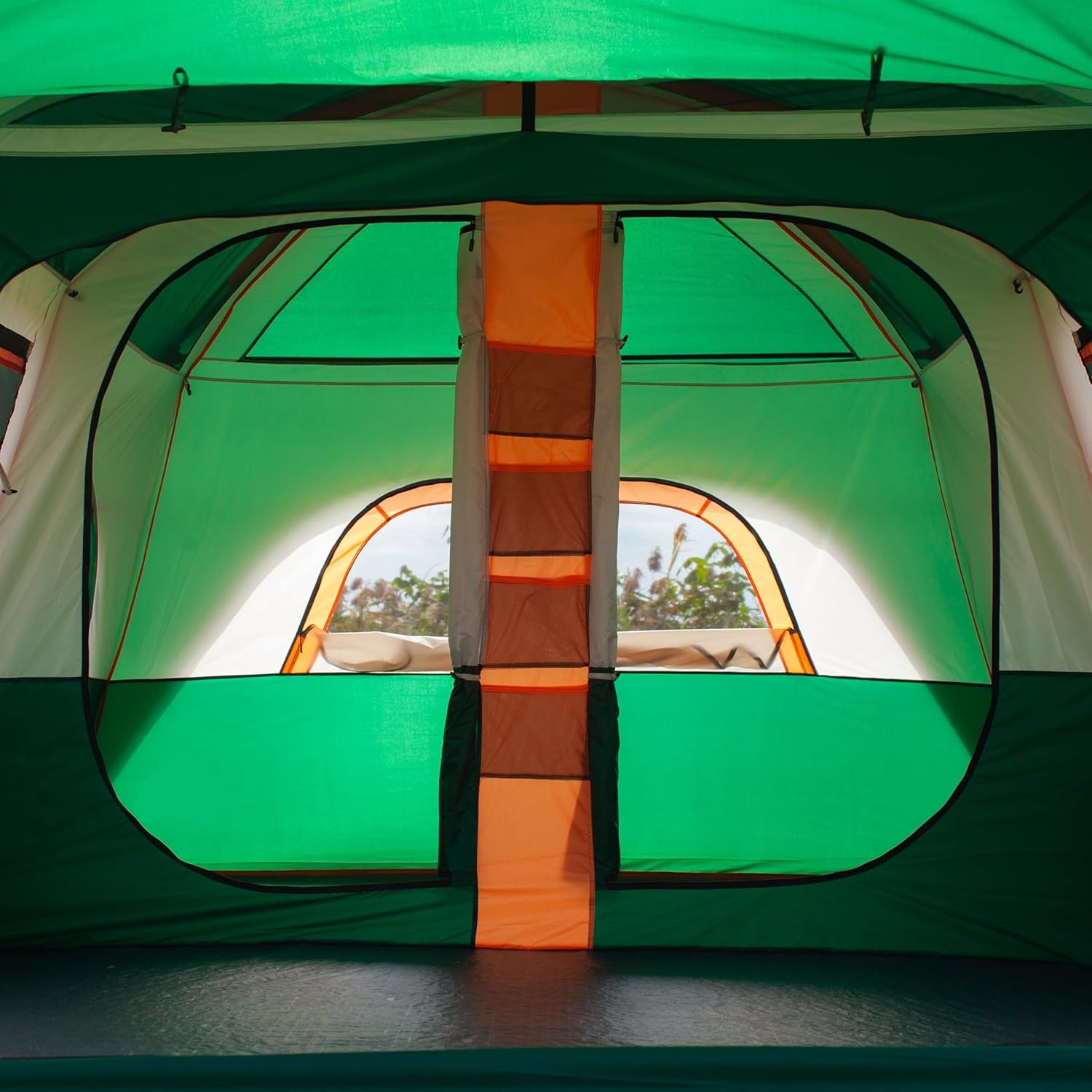 Large Tent 12 Person(B), Family Cabin Tents, 2 Rooms, 3 Doors and 3 Windows with Mesh, Straight Wall