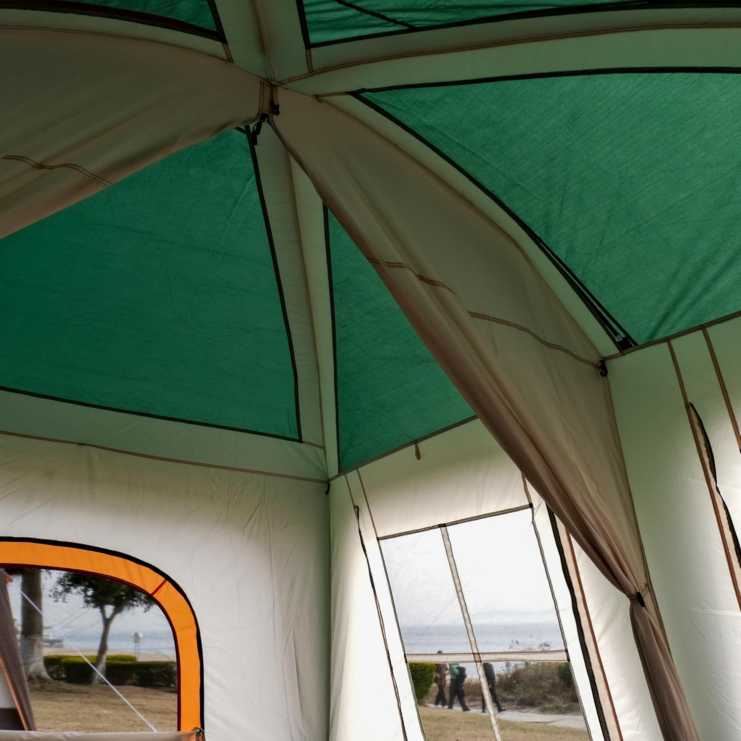Tent 8-10 Person, Family Cabin Tents,2 Rooms,2 Doors and 4 Windows with Mesh, Straight Wall, Waterproof, Double Layer
