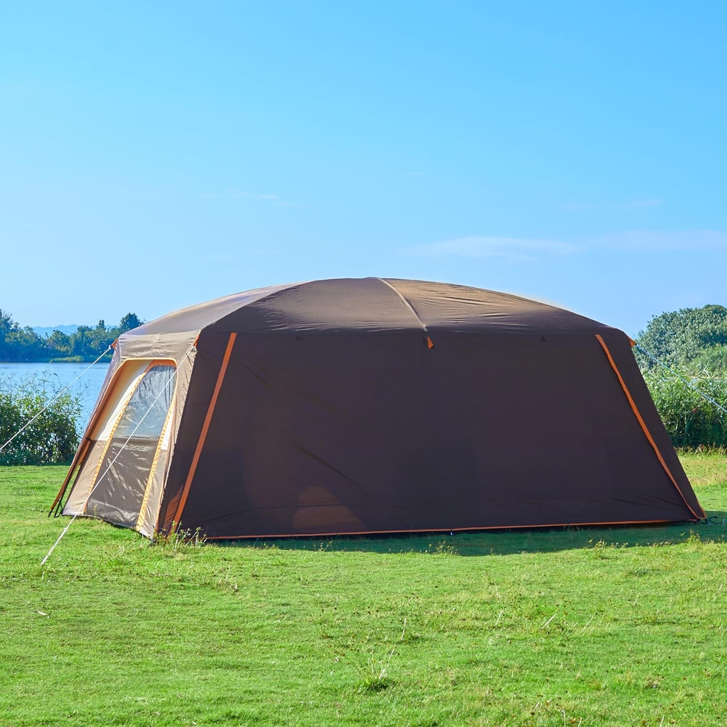 Extra Large Tent 12-14 Person, Family Cabin Tents, 2 Doors 4 Windows with Mesh, Waterproof, Straight Wall