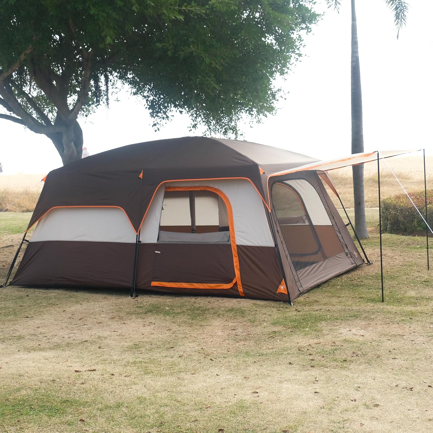 Large Tent 8-10-12-14 Person, Straight Wall, 3 Doors and 3 Windows with Mesh, Waterproof, Big Tent