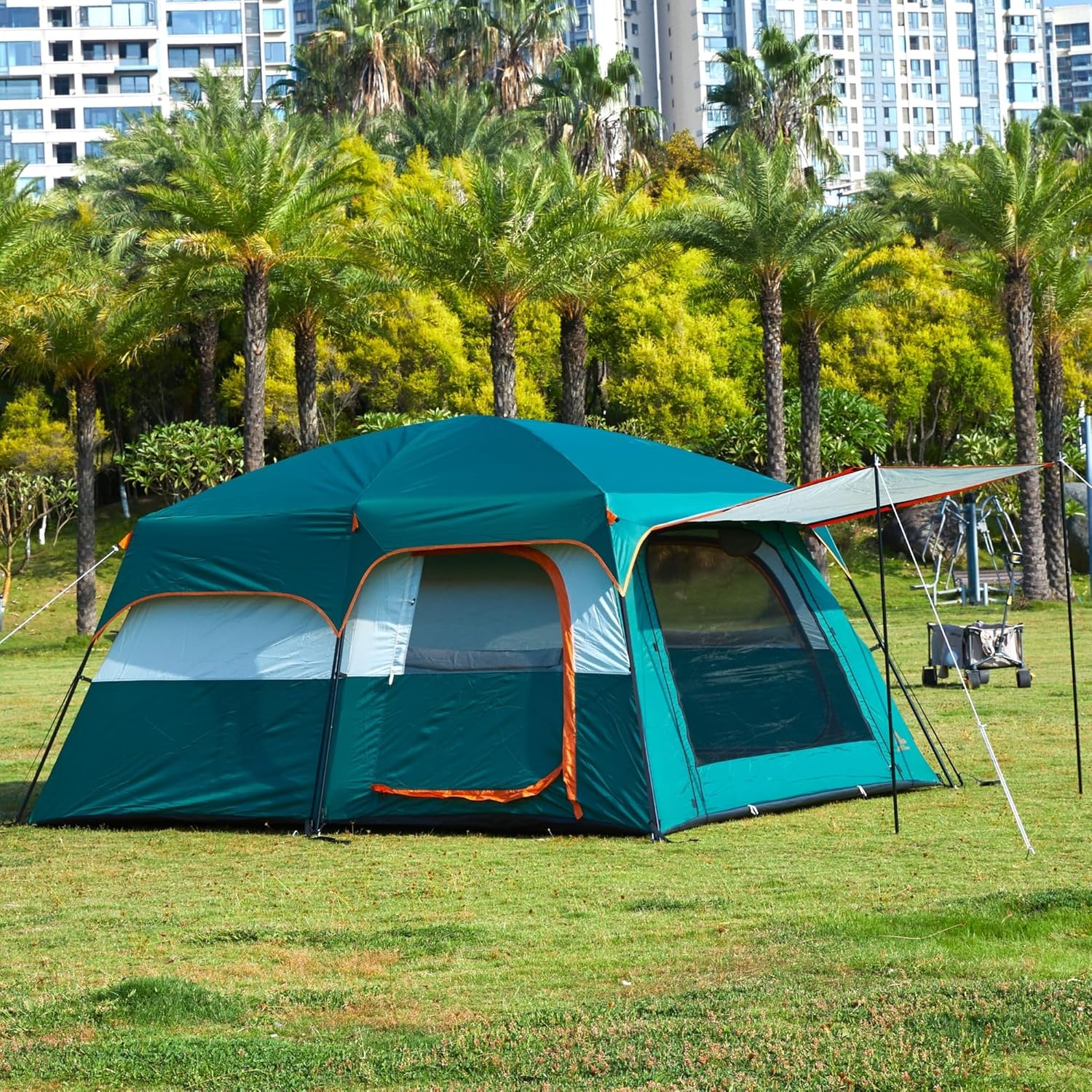 Tent 6 Person(A), Family Cabin Tents, 2 Rooms, 3 Doors and 3 Windows with Mesh