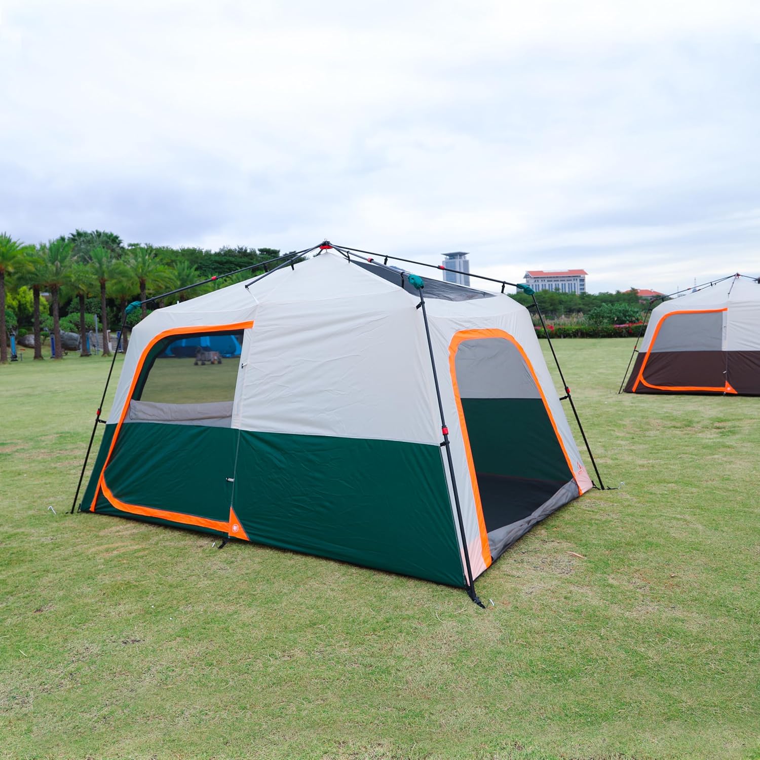 Instant Tent 6 Person(B), Family Cabin Tents, 2 Rooms, 3 Doors and 3 Windows with Mesh