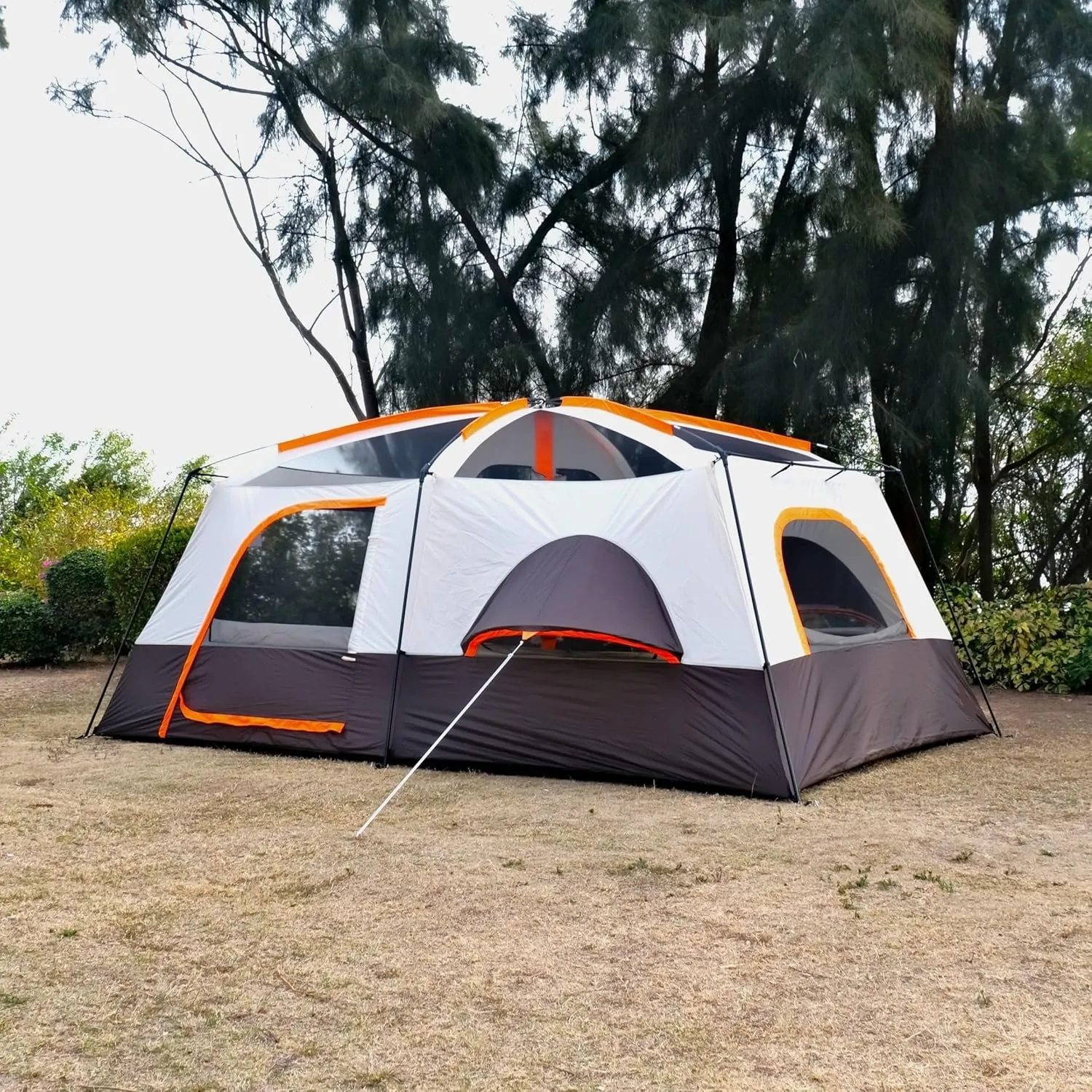 Large Tent 14 Person, Family Cabin Tents, Straight Wall, 3 Doors and 3 Windows with Mesh, Waterproof, Big Tent