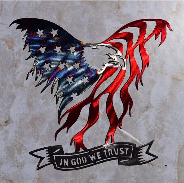 🔥Handmade In God We Trust US Eagle Metal Wall Art
