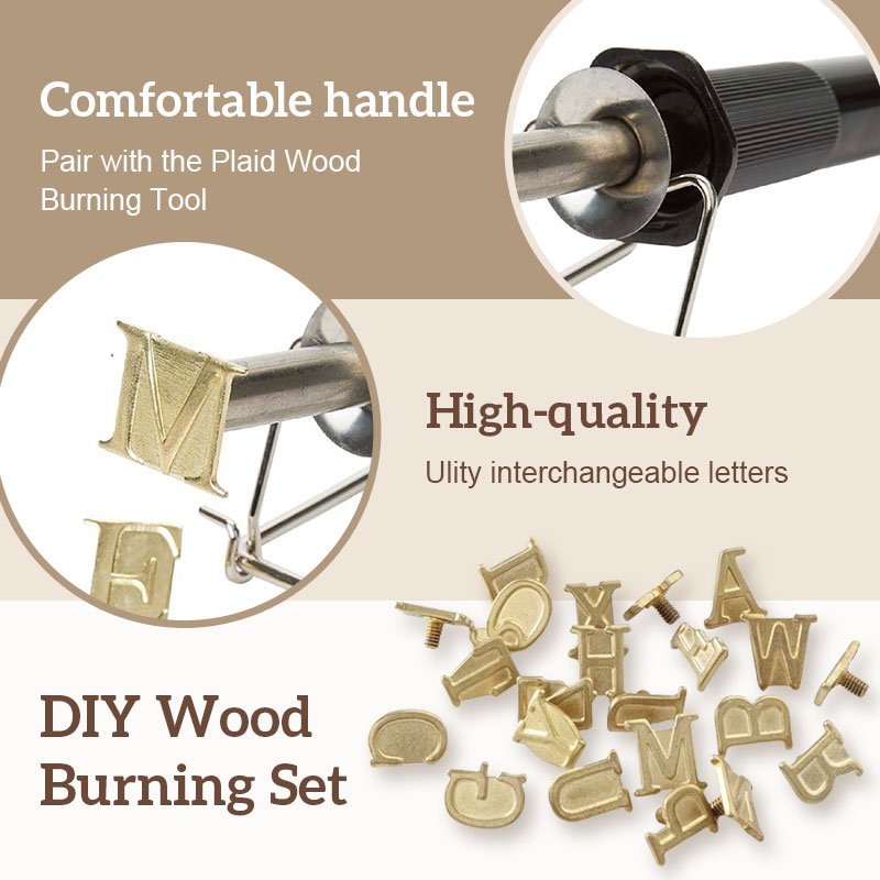 DIY Wood/Leather Burning Set,26 Letters Copper Mold-DIY Wood Burning/Carving  Set